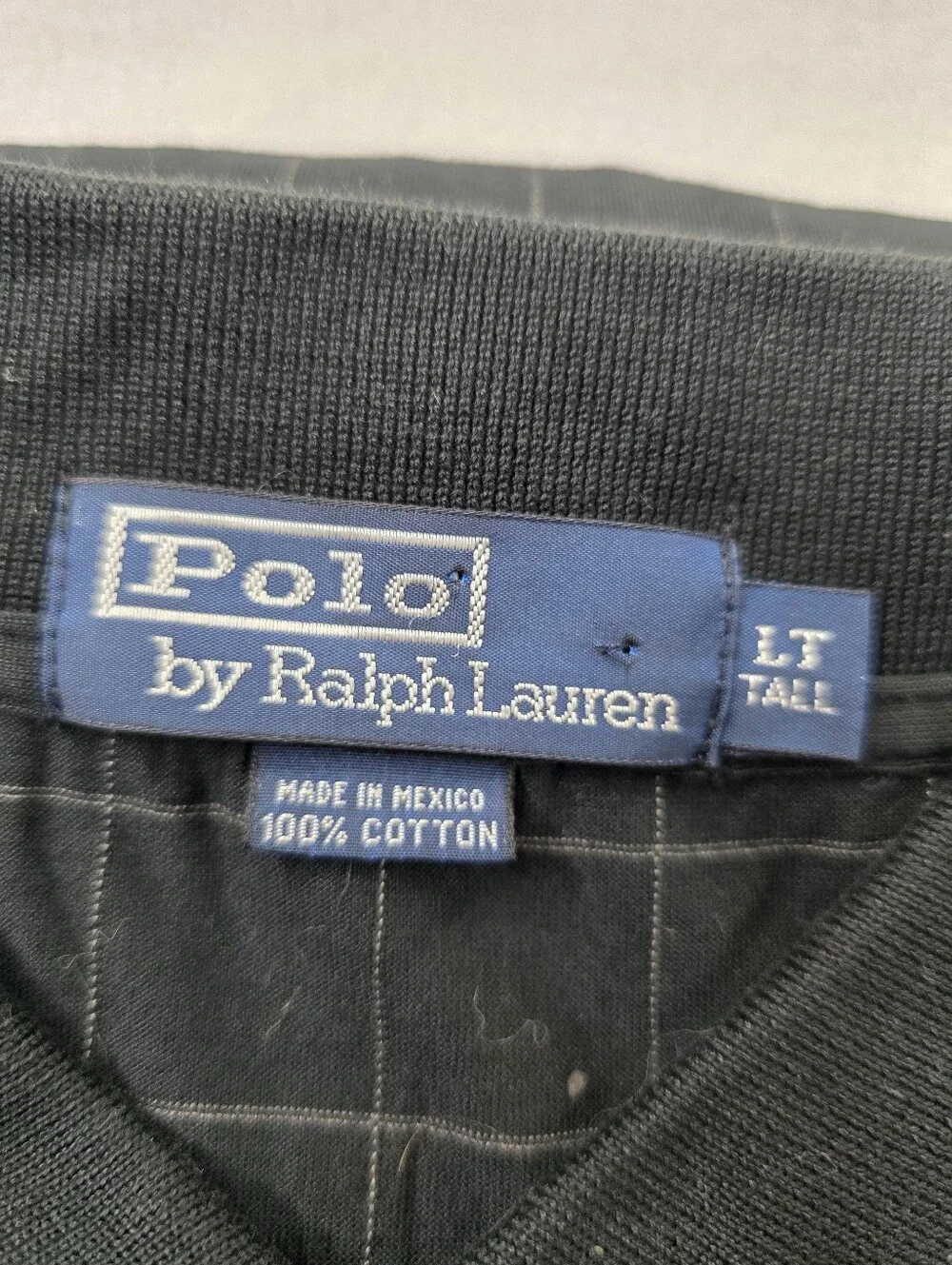 Polo Ralph Lauren Men's Black Windowpane Long-Sleeve Polo Large Tall CU-3708